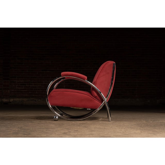 Metal Late 20th Century After-Kem Weber Red Modernist Chair by Opus21 For Sale - Image 7 of 10