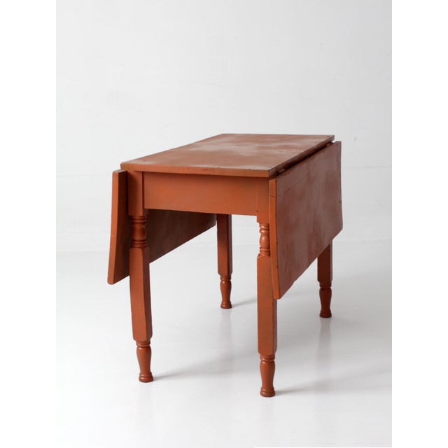 Antique Painted Primitive Drop Leaf Table For Sale - Image 9 of 18