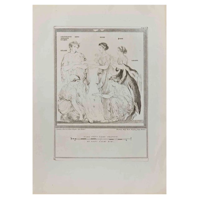 Nicola Billy, Group of Astragalos Players, Etching, 18th Century For Sale