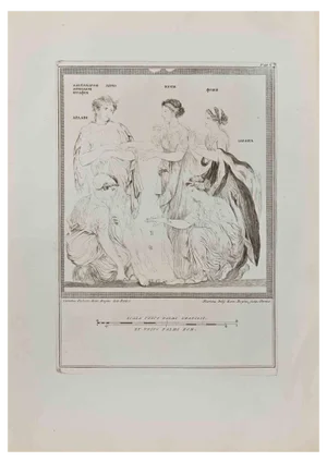 Nicola Billy, Group of Astragalos Players, Etching, 18th Century