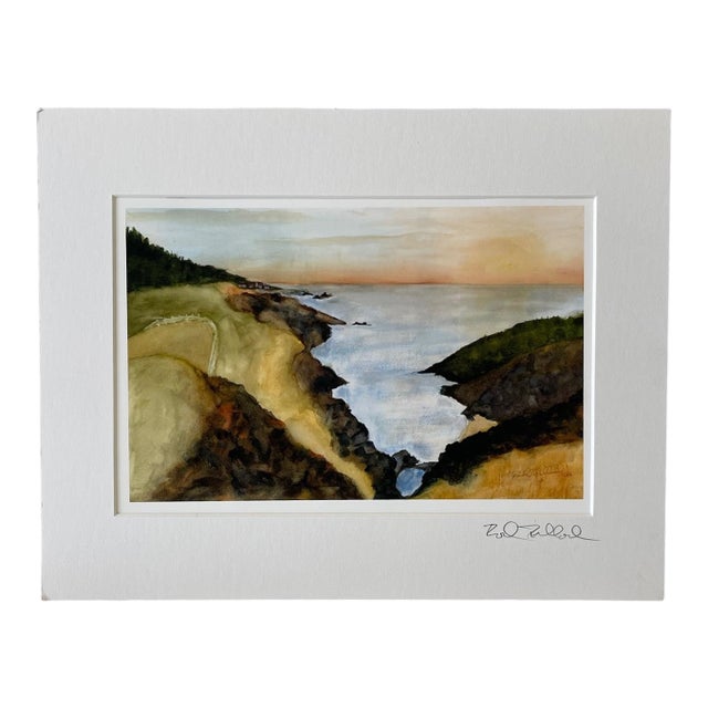 Watercolor Print Coastal Landscape "North of Manzanita" -Signed For Sale