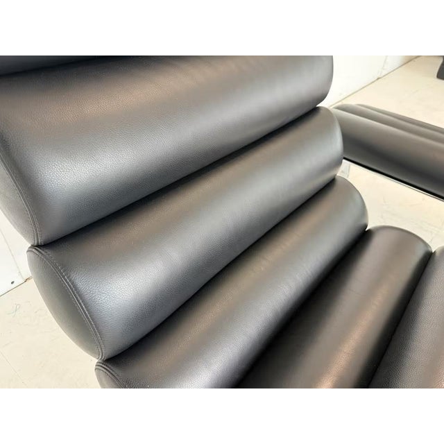 Set of Sinus Lounge Chair and Ottoman in Leather For Sale - Image 10 of 15