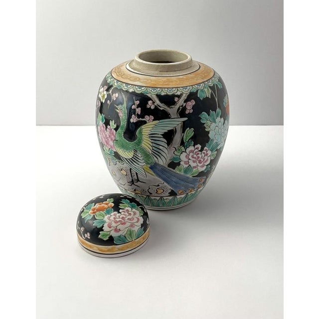 Japanese Black Polychromed Porcelain Ginger Jar by Yamatoku Meiji, 1890s For Sale - Image 6 of 10
