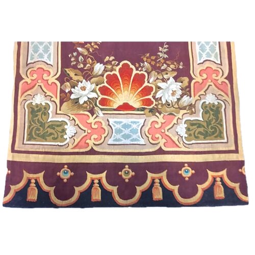 Antique 19th C. French Aubusson Floral Tapestry For Sale - Image 4 of 5