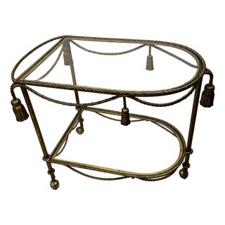 1960s Italian Hollywood Regency Gilded Tassels Bar or Tea Cart. For Sale