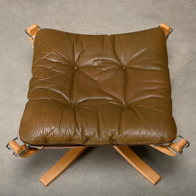 Set of Falcon Chair with Ottoman in Brown Leather by Sigurd Ressell for Vatne Møbler, 1970s For Sale - Image 15 of 18