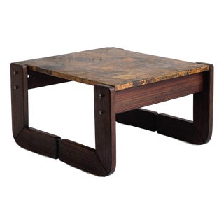 Rosewood and Lacquered Copper Side Table by Percival Lafer For Sale