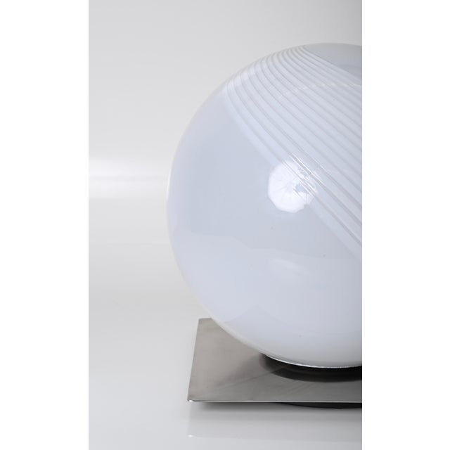 Mid-Century Murano Table Lamp with Steel Base attributed to Lamperti, Italy, 1970s For Sale - Image 11 of 18