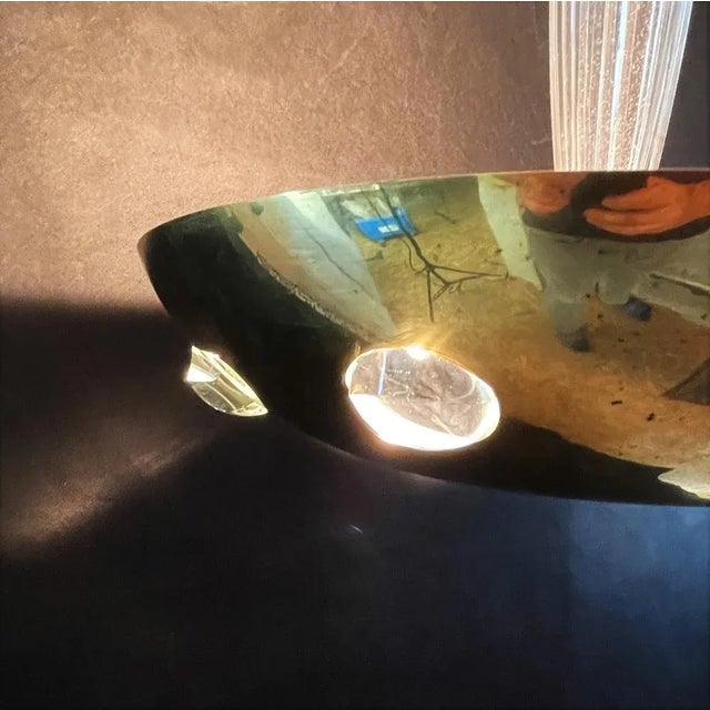 Art Deco Ceiling Lamp in Glass and Brass For Sale - Image 12 of 13