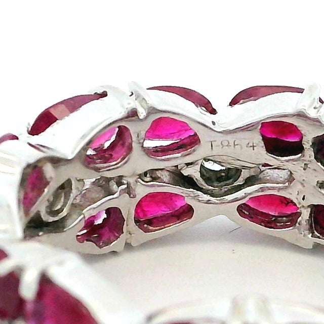 18k White Gold Ruby and Diamond Eternity Band Ring, 5.50 Carats, Size 8 For Sale - Image 9 of 9