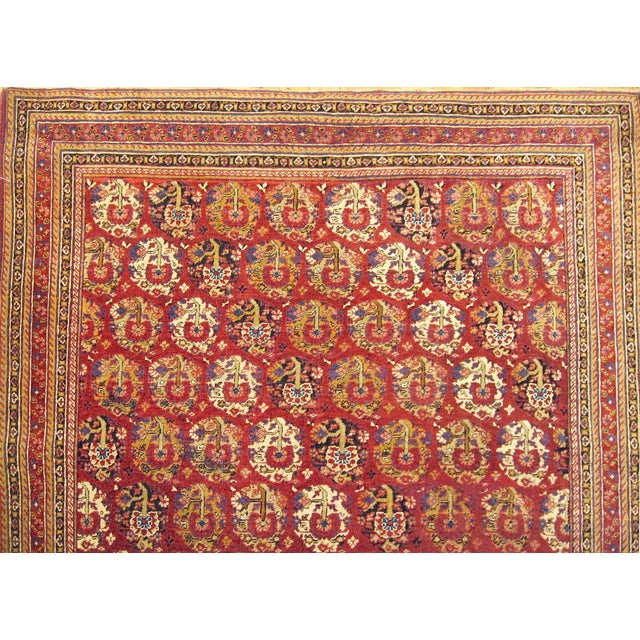 Indian Antique Indian Agra Oriental Rug, Small Size, W/ Paisley Design For Sale - Image 3 of 4