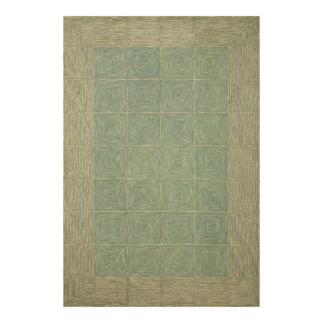 Chris Loves Julia x LoloiFrancis Green / Natural 2'-3" x 3'-9" Accent Rug For Sale