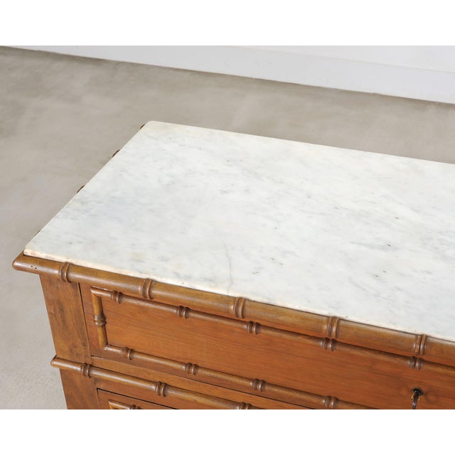 English Faux Bamboo Aesthetic Movement Marble Top Commode Dresser For Sale - Image 9 of 18