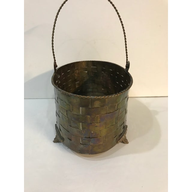 Mid 20th Century Vintage Woven Brass Letter Holder With Handle - Made in India For Sale - Image 5 of 11