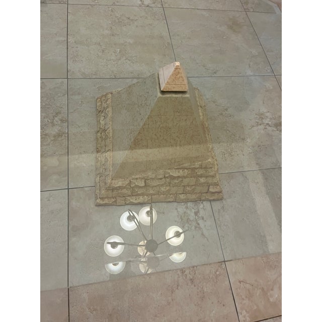 Stone Amazing Vintage Postmodern Travertine Pyramid Coffee Table For Sale - Image 7 of 12