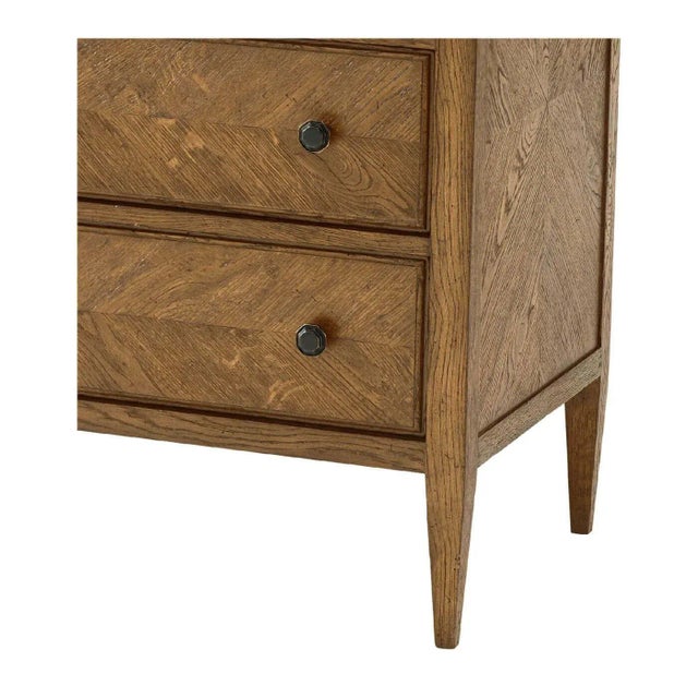 Neoclassical Light Oak Parquetry Six Drawer Dresser For Sale - Image 3 of 5