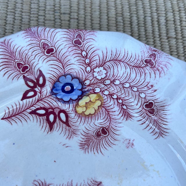 Farmhouse A Nice Antique Staffordshire "Feather" Pattern Red Transfer Decorated Plate, Circa 1830's For Sale - Image 3 of 12