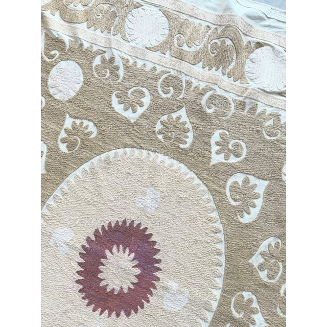 Textile Embroidered Suzani Tablecloth From Bukhara For Sale - Image 7 of 9