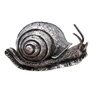 Perfect Silver Snail with Green Stone For Sale