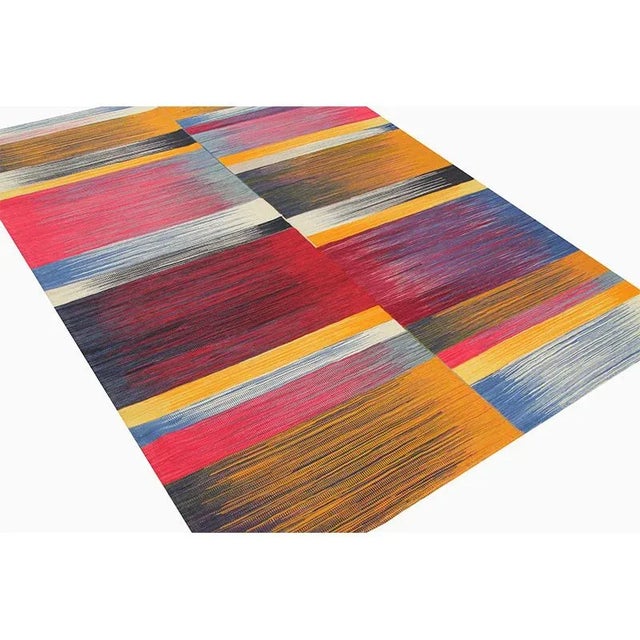 Handwoven Scandinavian Style Persian Kilim Area Rug 5’3″ X 7’1″ For Sale - Image 9 of 10