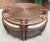 Vintage Rattan Round Glass Top Coffee Game Table With 4 Cushioned Stools For Sale - Image 12 of 12