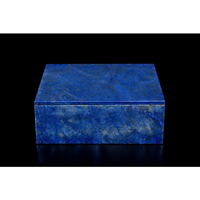 Lapis Lazuli Box Single Panel Whole Slab Lid and 2 Sides Italian No Dye or Filler For Sale - Image 13 of 16