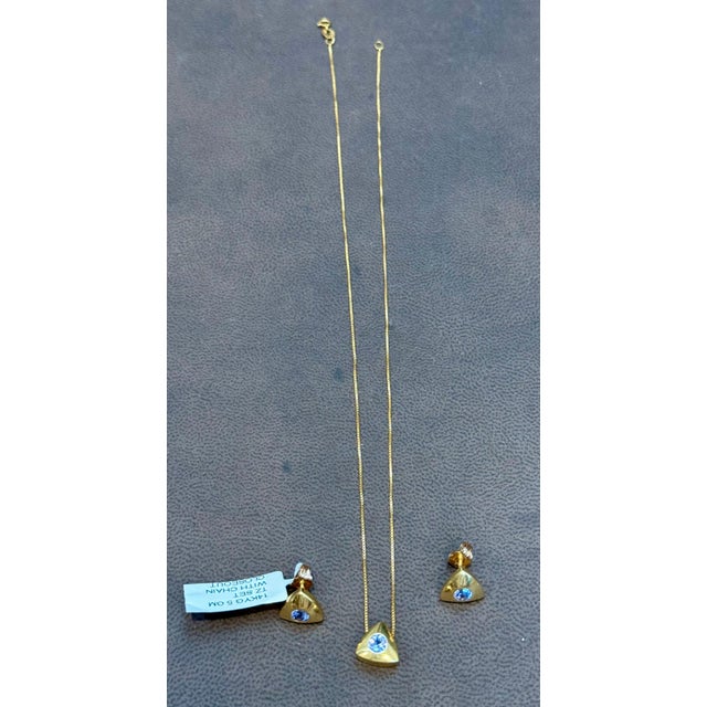 Three Piece Tanzanite Pendant & Earring Set In 14 Karat Yellow Gold with Chain For Sale - Image 14 of 18