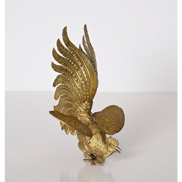 Italian Gold Plated Fighting Cockerel Ornaments, 1960s, Set of 2 For Sale - Image 10 of 16