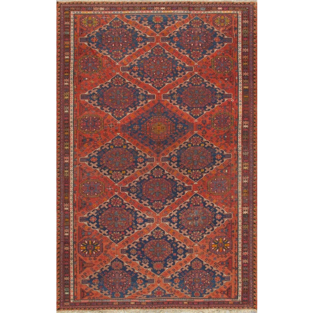 Antique Sumak Rust/Navy Rug, 10' 4" X 16' 4" For Sale - Image 4 of 5