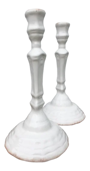 Vintage Regency Style Blanc De Chin Candle Sticks/A Pair./