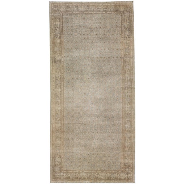 Textile 1900s, Antique Persian Agra Grey Handmade Wool Rug With Allover Design For Sale - Image 7 of 7