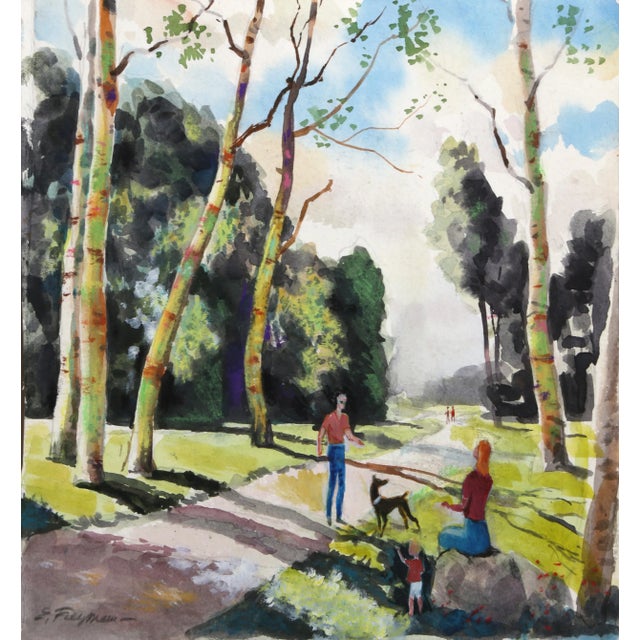 Summer Time, Erik Freyman Watercolor With Pastels on Paper, Signed in Pen For Sale - Image 4 of 4