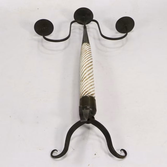 Spanish Spanish Baroque Style Twisted Wood & Iron Floor Candlesticks - Pair For Sale - Image 3 of 7