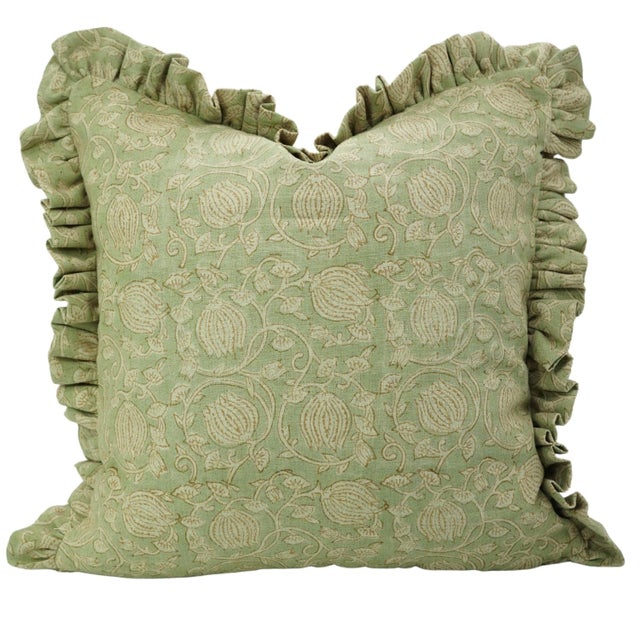 Enhance your home décor with the Fabdivine Elegant Handmade Linen Pillow Cover, featuring a delicate floral block print...