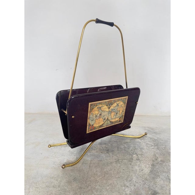 Mid-Century Italian Magazine Rack with Handle in the style of Gio Ponti, 1950s For Sale - Image 9 of 11