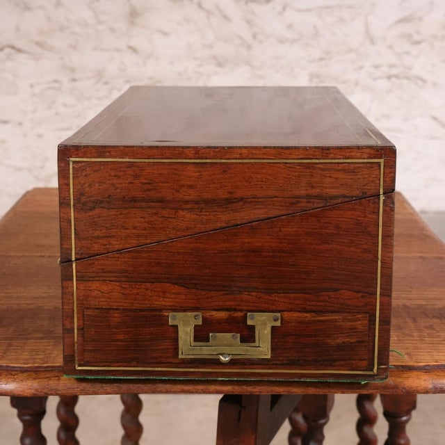 Campaign 19th Century English Campaign Writing Box For Sale - Image 3 of 4