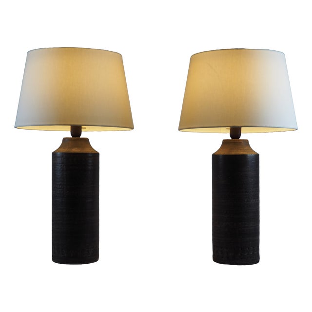 Scandinavian Brutalist Ceramic Table Lamps from Guldkroken, Sweden, 1960s, Set of 2 For Sale