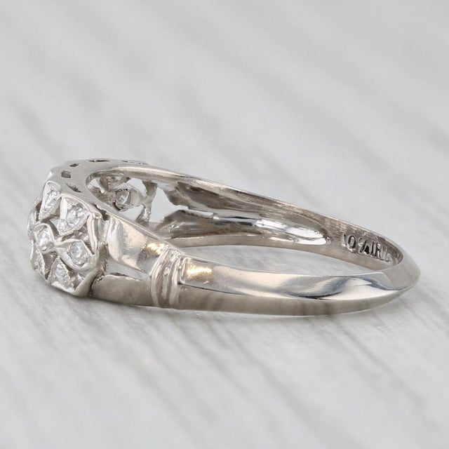 0.10ctw Diamond Openwork Ring 900 Platinum Size 5 Band Wedding Stackable For Sale In Greensboro - Image 6 of 8