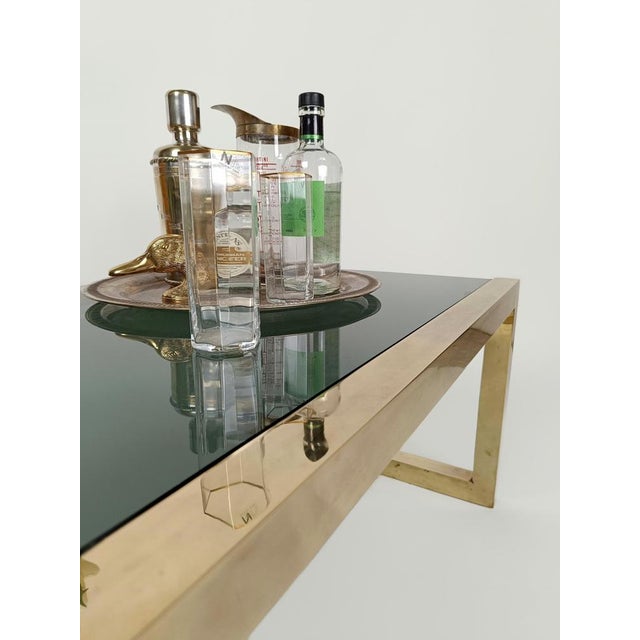 Metal Large Mid-Century Brass Coffee Table, Italy, 1970s For Sale - Image 7 of 18