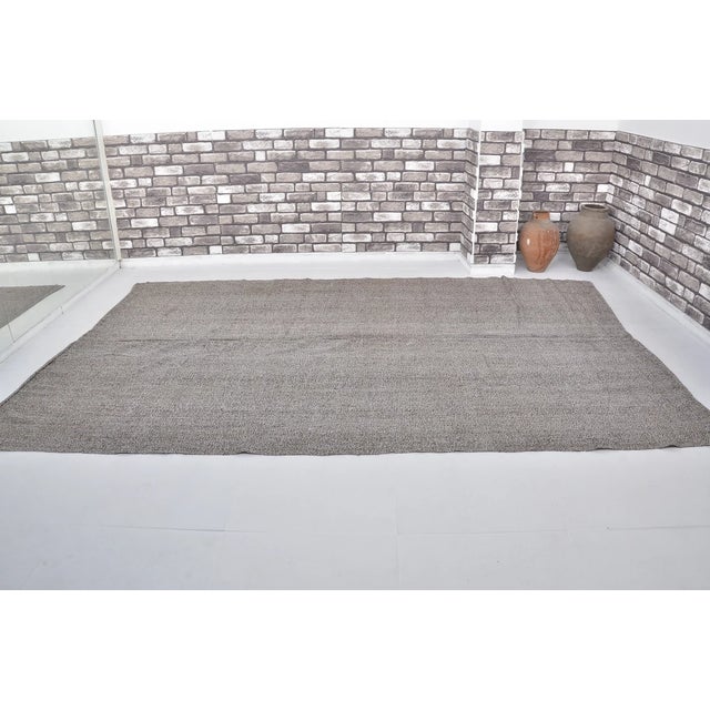 Textile Vintage Mid-Century Turkish Striped Kilim Rug With Muted Earth Tones For Sale - Image 7 of 10