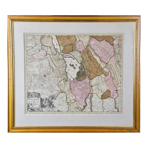 A Hand Colored 17th Century Visscher Map "Hollandiae" Southern Holland, 1678