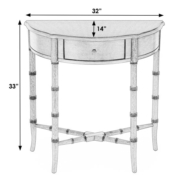 Traditional Skilling 31 in. W Specialty Demilune Shape Wood 1 Drawer Console Table, Olive Ash For Sale - Image 3 of 9