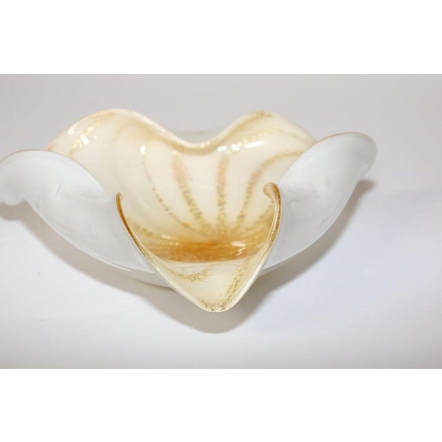 Alfredo Barbini Murano Gold Aventurine Art Glass Bowl Flower Form Italy 1950s For Sale - Image 11 of 18