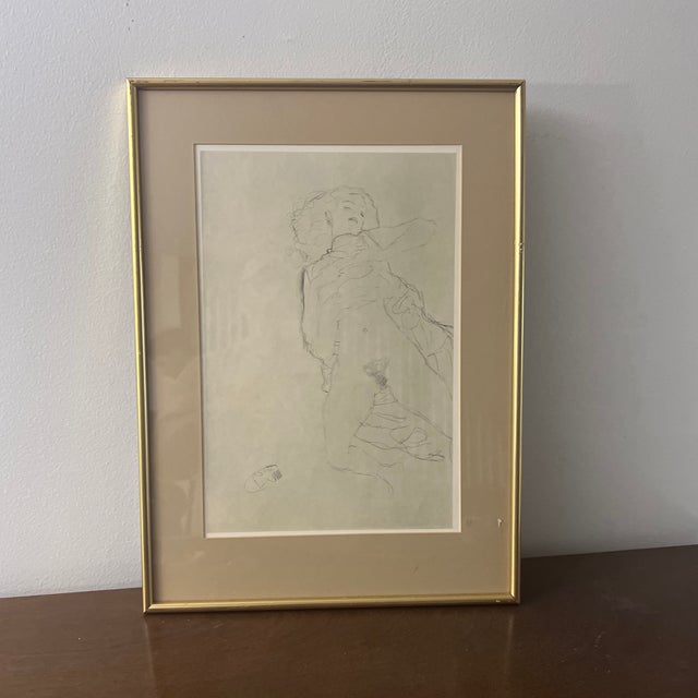 1960s Print on Collectors Paper of Gustav Klimt 1910 Pencil Drawing of Reclining Figures For Sale - Image 9 of 10
