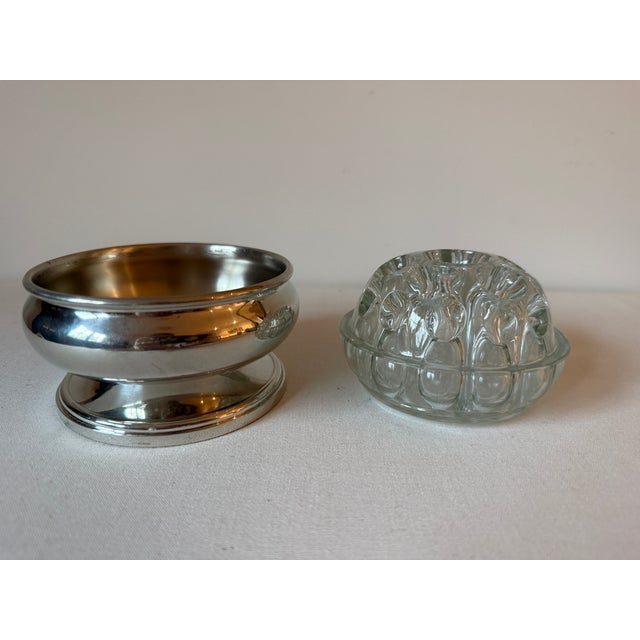 Vintage Etain Reims France Crystsal & Silverplated Flower Frog For Sale - Image 4 of 9