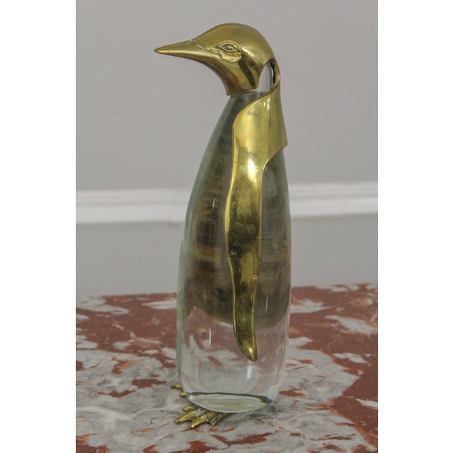 Chapman Manufacturing Company Pair Chapman Brass & Crystal Penguin Figures For Sale - Image 4 of 13