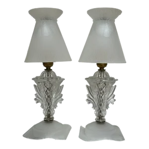 Art Deco Glass Boudoir Lamps - A Pair