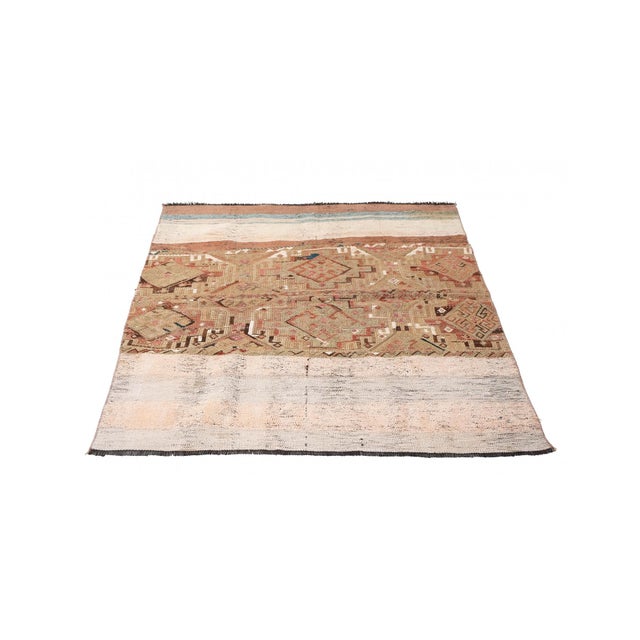 Vintage Embroidered Turkish Kilim Rug - 3`9″ X 5`1″ For Sale - Image 4 of 6