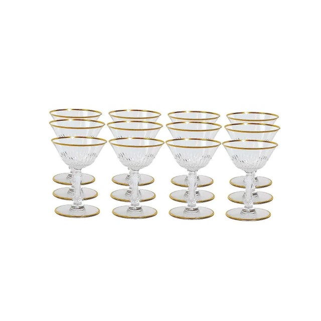 Metal Saint Louis Crystal Gilt Gold Tableware Glassware Service / 12 People For Sale - Image 7 of 13