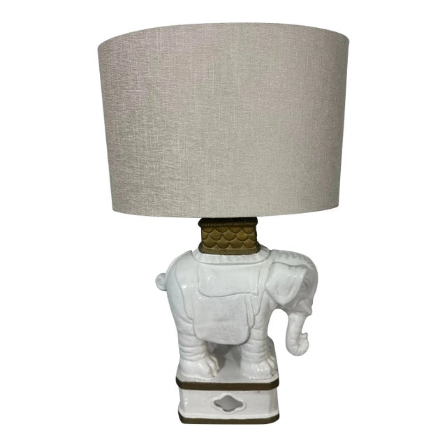 Vintage Italian Elephant Lamp With Shade For Sale